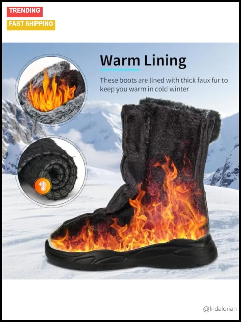 Warm Fur Lined Mid-Calf Snow Boots for Women - Anti-Slip Winter Booties